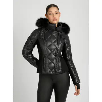 Jet Setter Quilted Down Filled Jacket W/Faux Fur