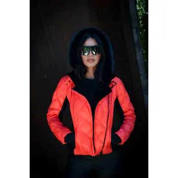 Jet Setter Quilted Down Filled Jacket W/Faux Fur