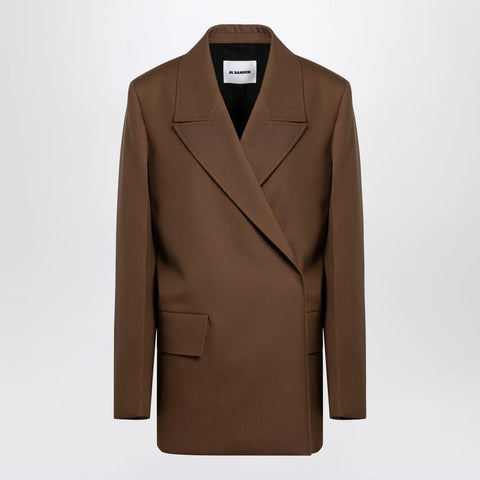 Jil Sander Brown wool double-breasted jacket