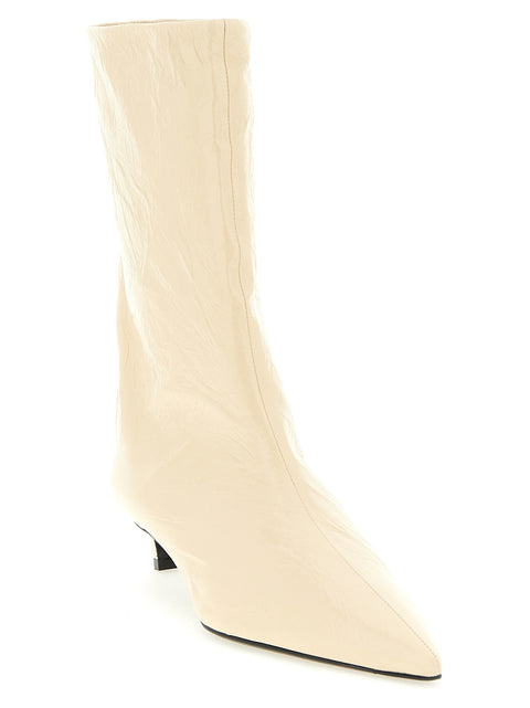 Jil Sander Craquelé Leather Ankle Boots