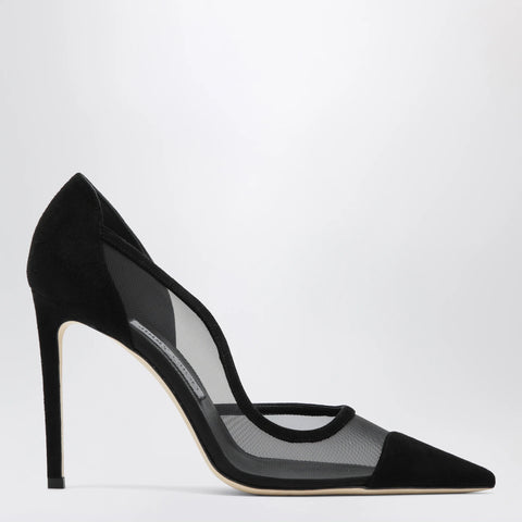 Jimmy Choo Brigitte 100 pumps in black suede and mesh