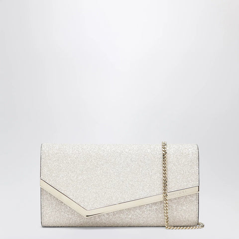 Jimmy Choo Emmie Pouch With Light Gold Micro-Glitter