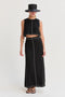 Kenzy Contrast Stitch Linen Maxi Skirt Black