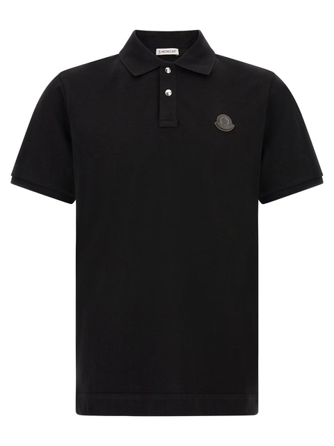 Moncler Leather Logo Patch Polo Shirt