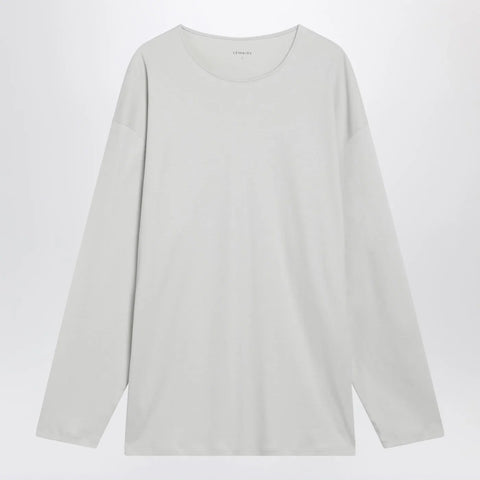 LEMAIRE Chalk-colored cotton and silk interlock T-shirt