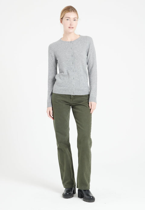 LILLY 4 Cardigan col rond en cachemire cintré gris clair-gilet cardigan col rond femme-Studio Cashmere8-S-SC8-00166-gris clair-Urbanheer