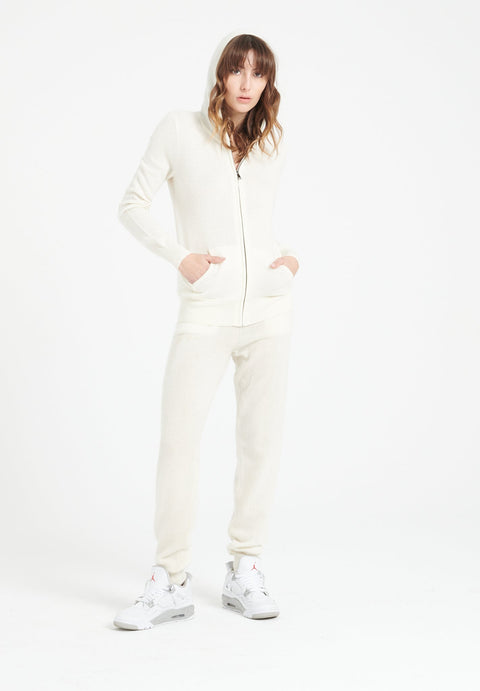 LILLY 8 Sweat à capuche zippé en cachemire blanc écru-gilet à capuche femme-Studio Cashmere8-XL-SC8-00202-écru-Urbanheer