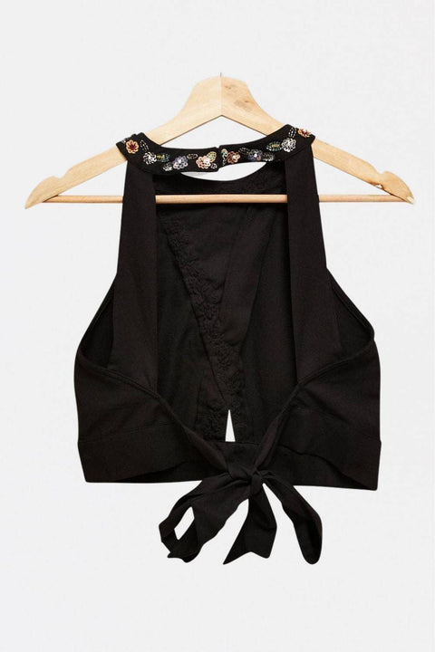 Lace & Beads - Roamine Wrap Top in Black-Fashion-Lace & Beads-Black-UK8-Urbanheer