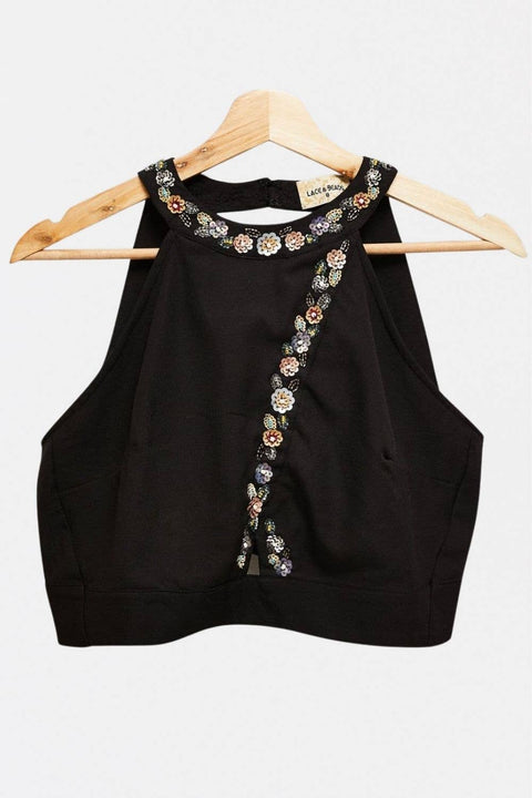 Lace & Beads - Roamine Wrap Top in Black-Fashion-Lace & Beads-Black-UK8-Urbanheer