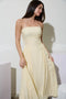 Lace Trim Strapless Gathered Detail Midi Dress