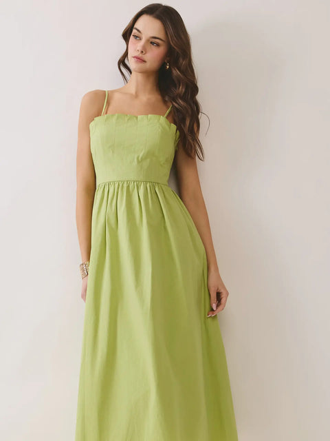 Lace Up Back Strap Detail Midi Dress