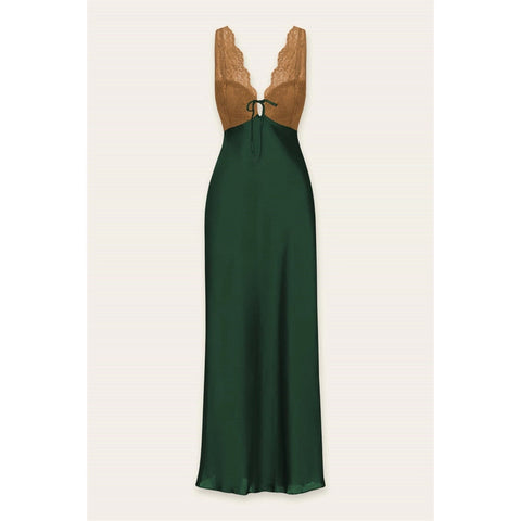 Lace and Satin Contrast Maxi Dress-Dress-Dress Forum-PINE-S-Urbanheer