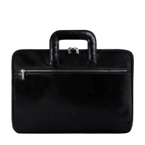 Leather Briefcase Laptop Bag - Brave New World Black-Tote Bag-Time Resistance-Black-Urbanheer