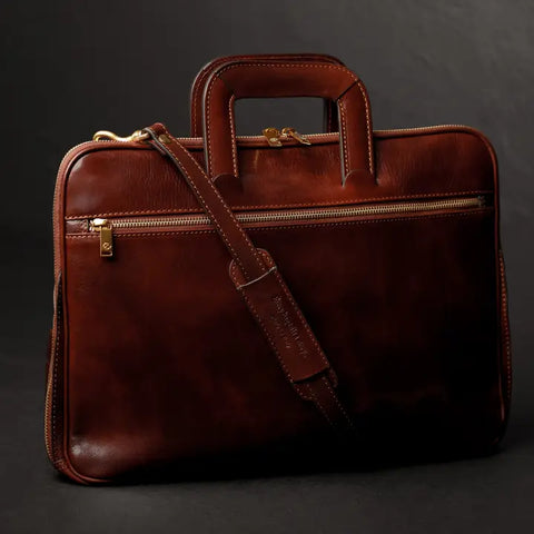 Leather Briefcase Laptop Bag - Brave New World Brown-Tote Bag-Time Resistance-Brown-Urbanheer