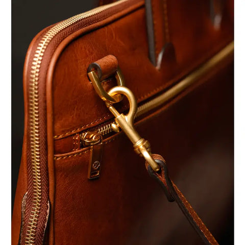 Leather Briefcase Laptop Bag - Brave New World Cognac-Tote Bag-Time Resistance-Cognac-Urbanheer