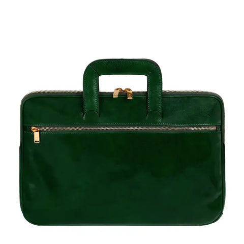 Leather Briefcase Laptop Bag - Brave New World Green-Tote Bag-Time Resistance-Green-Urbanheer