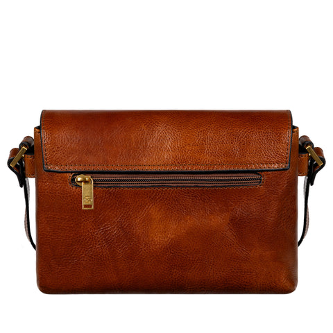 Leather Cross Body Bag, Messenger Bag - Sophie's Choice Cognac Brown