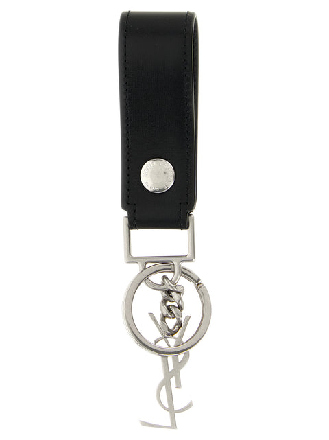 Leather Key Ring with Snap Fastener and Metal Charm