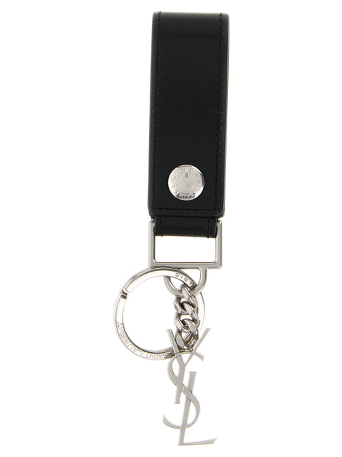 Leather Key Ring with Snap Fastener and Metal Charm