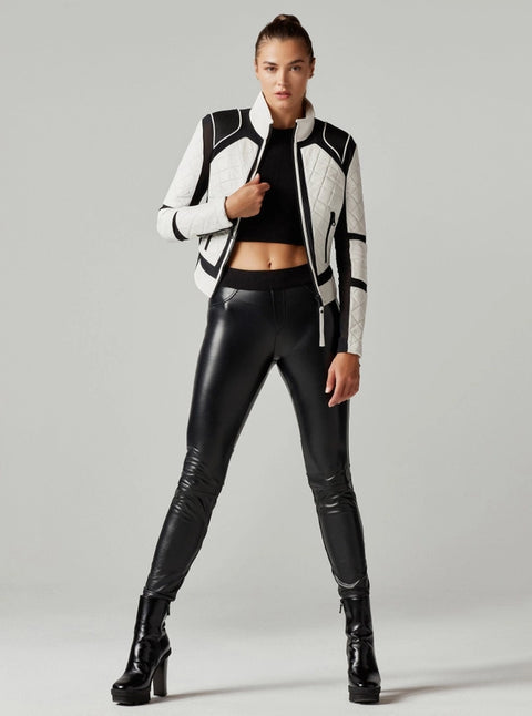 Leather Mesh Moto Jacket Black and White Colorblock Jls-Jacket-Blanc Noir-XS-WHITE/BLACK-Urbanheer