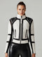 Leather Mesh Moto Jacket Black and White Colorblock Jls-Jacket-Blanc Noir-XS-WHITE/BLACK-Urbanheer