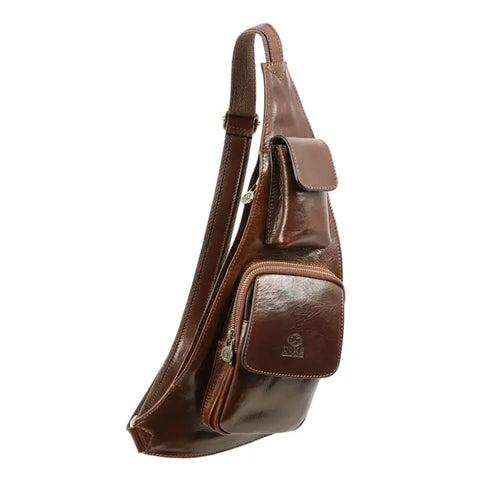 Leather Sling Bag Crossbody Bag - the Monk-Cross Body Bag-Time Resistance-Brown-Urbanheer