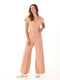 Lilyanna Smocked Jersey Flutter Sleeve Jumpsuit