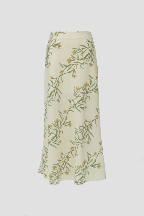 Linen Back Slit Floral Print Maxi Skirt-Skirts-Moon River-XS-CREAM MULTI-Urbanheer