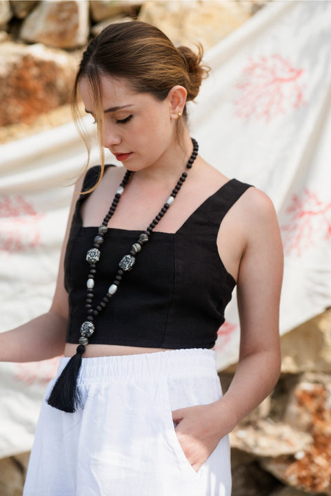 Linen Tie Back Top