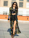 Long Denim Embroidered Duster Jacket