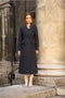 Long Fitted Double-Breasted Coat in A Wool Blend