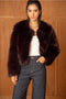 Long-Pile Faux-Fur Jacket with Round Neckline