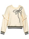 Long Sleeve Ruffle Top w/ Contrast Rhinestone Bow Detail