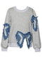 Long Sleeve Top w/ Denim Bow Patch Detail