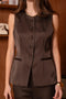Long Sleeveless Satin Vest