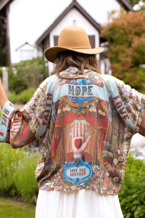Love Language Pixie Duster Cropped Kimono w/ Faith, Hope-Kimono-Market of Stars-length 60cm-Urbanheer