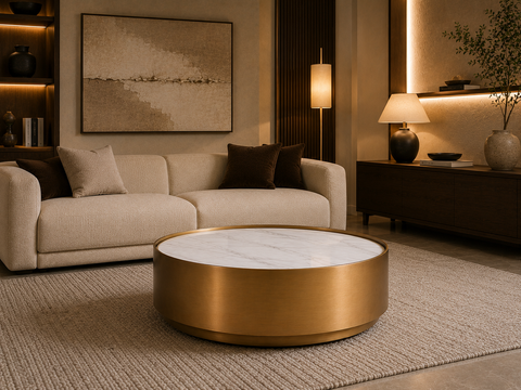 Luxe Gold Marble & Steel Coffee Table