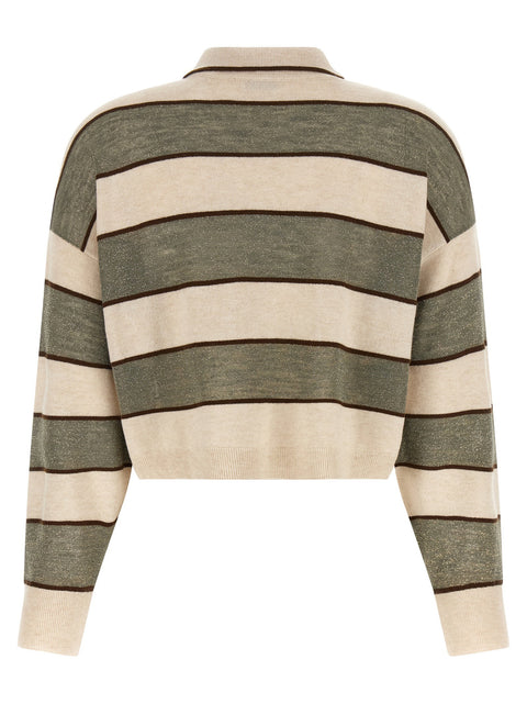 Brunello Cucinelli Sparkling Stripes Polo Shirt