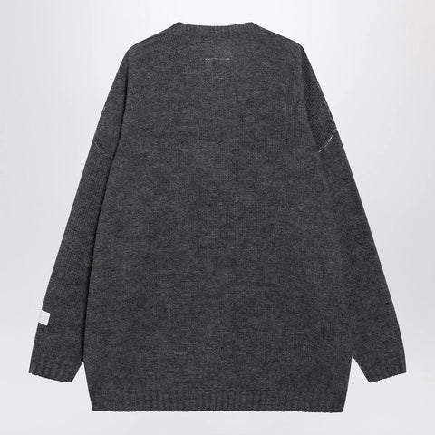 MM6 Maison Margiela Grey mélange oversized V-neck knit sweater