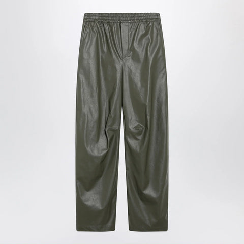 MM6 Maison Margiela Khaki green wide-leg trousers in faux leather