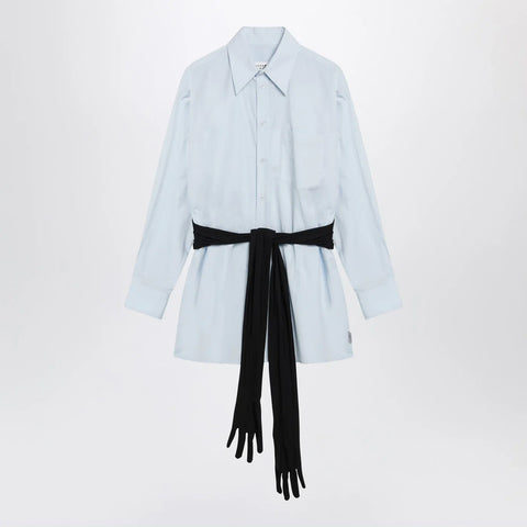 MM6 Maison Margiela Light blue cotton shirt with gloves