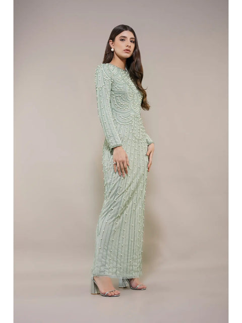 Mabel Embellished Maxi Dress in Pistachio