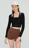 Mabel Sheer Mesh Long Sleeve Layered Crop Top