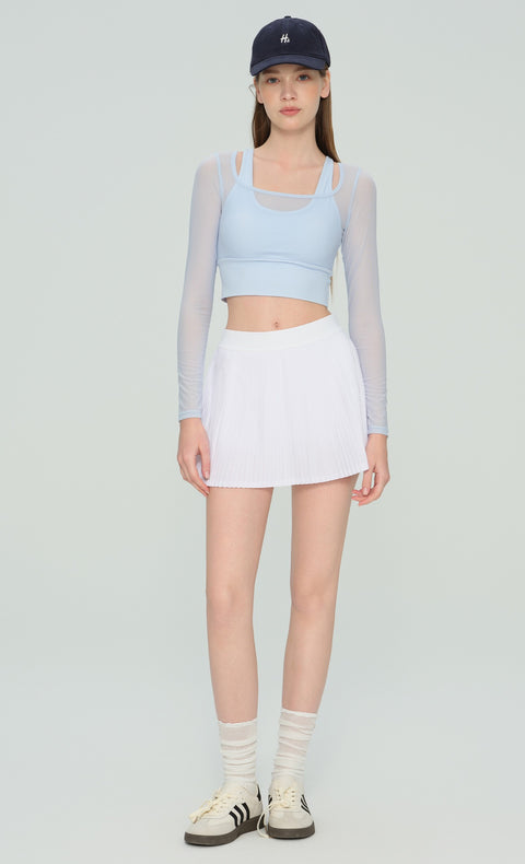 Mabel Sheer Mesh Long Sleeve Layered Crop Top