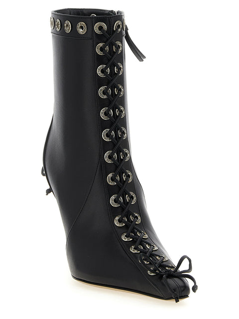 Mach & Mach Crystalized Corset Ankle Boots