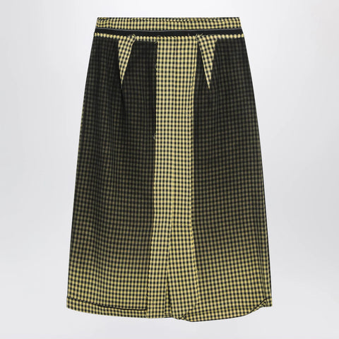 Maison Margiela Virgin wool midi skirt with faded check pattern