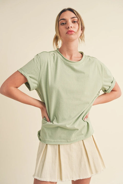 Mali Baby Tee Short Sleeve Top Sage-TOP-AEMI + CO-S-Urbanheer