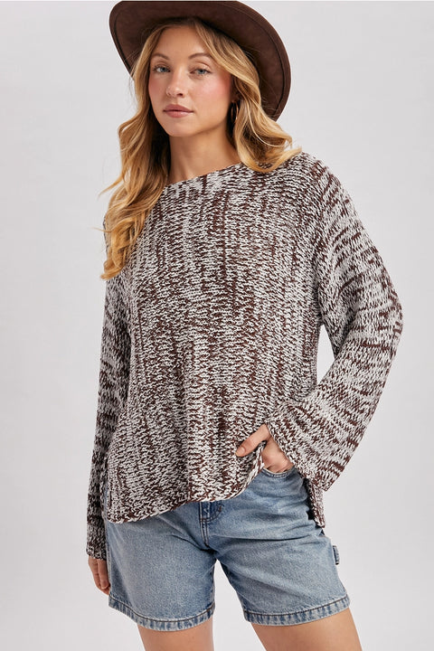 Marled Pattern Knit Sweater
