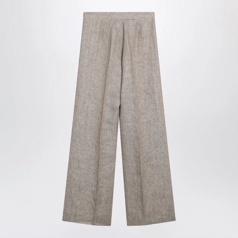 Max Mara Beige chevron linen trousers