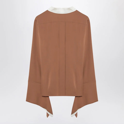 Max Mara Camel silk colour-block shirt